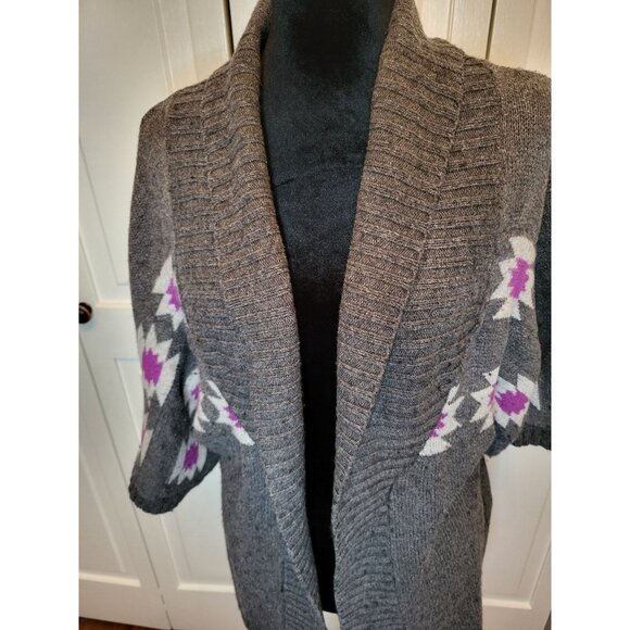 2000's Gray & Purple Aztec Print Open Cardigan Forever 21 XL Retro Boho Western - Picture 6 of 8